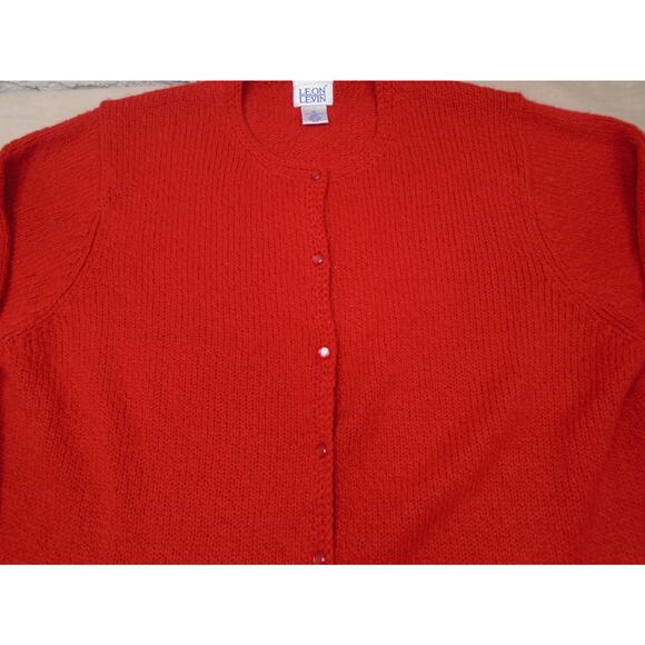 VTG Leon Levin Hand Loomed Cardigan Sweater Pink Grannycore Cottagecore Sz XL - Picture 2 of 10